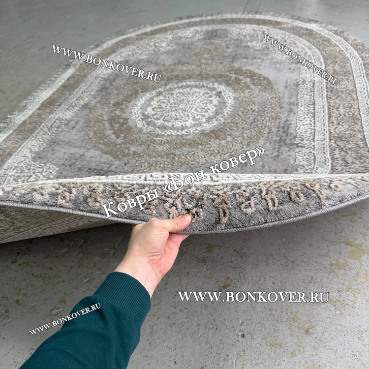 Классический Ковер Дизайн 93 Коричневый с Серым овал