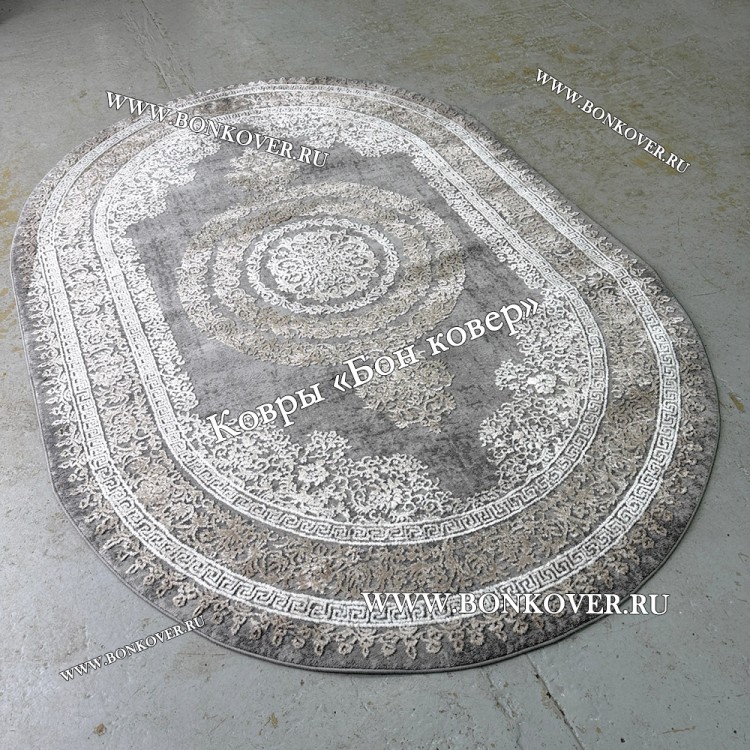 Классический Ковер Дизайн 93 Коричневый с Серым овал